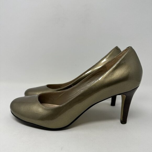 COLE HAAN Laney High Heels Pumps Gold Patent Leather Sz 8.5B - Picture 6 of 13